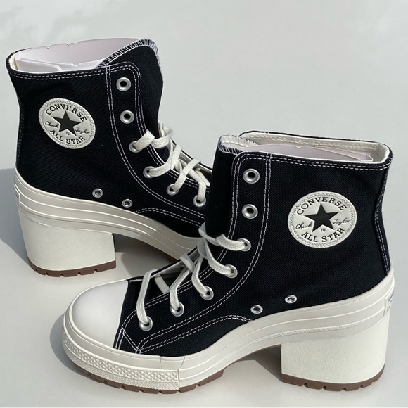 Converse Chuck Sneaker Heels Chunky Size 8 Black White Fits 8.5 Women - Picture 8 of 13